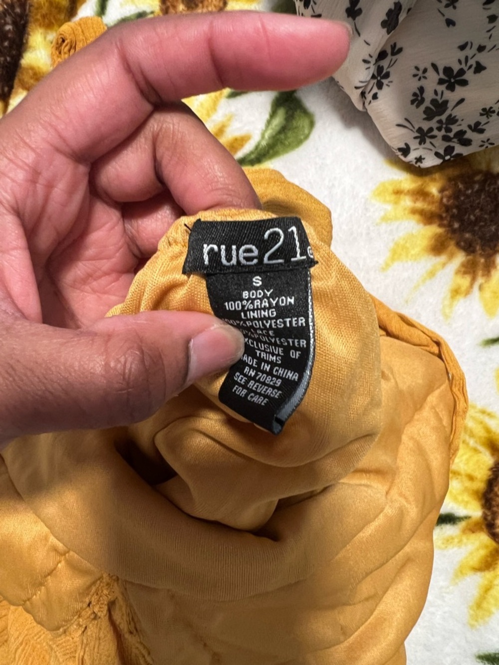 Mustard Crochet Bodice Tiered Mini Dress - Picture 5 of 5